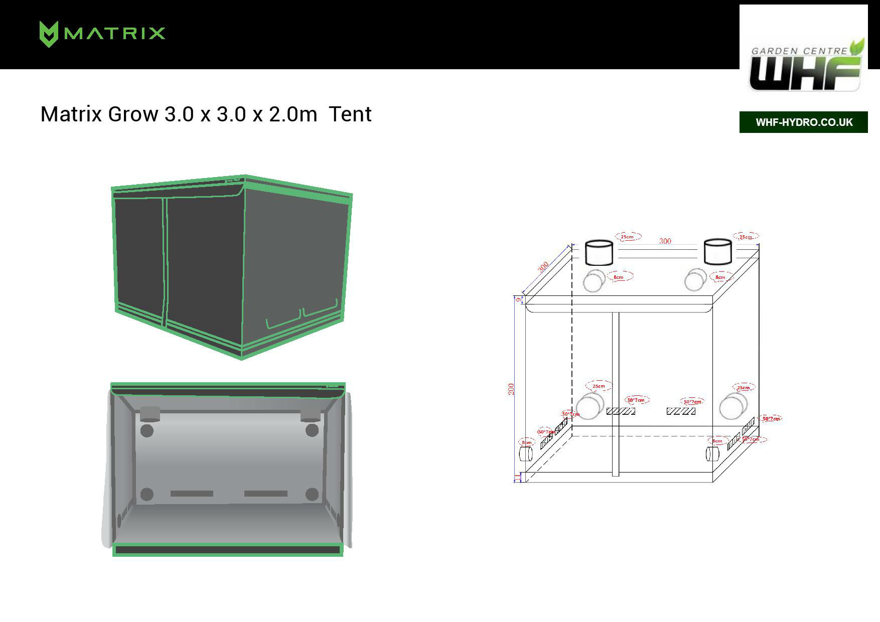 Matrix Grow Tent 300cm x 300cm x 200cm (Collection Only)